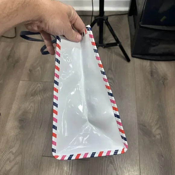 Kate Spade Par Avion Air Mail Tote Red White Blue Double Handle Shoulder Bag - Picture 6 of 10